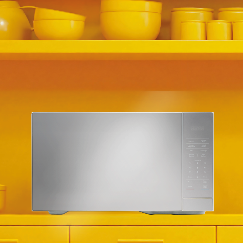 univa 34l electronic microwave, mirror door, metallic