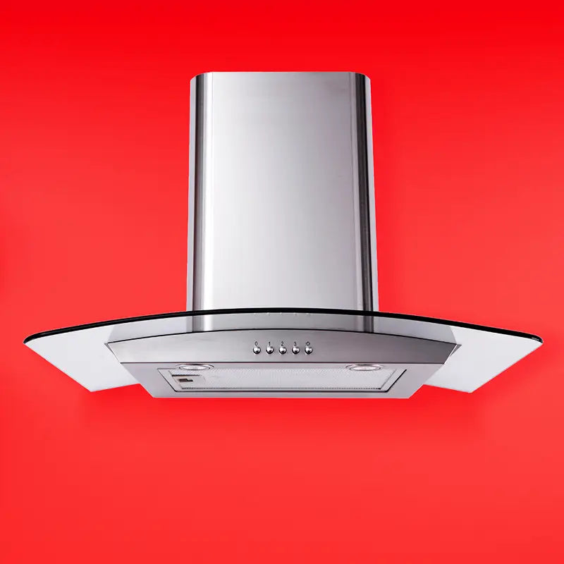 univa 600mm curved glass chimney cookerhood, st/st (with carbon filter)