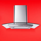 univa 600mm curved glass chimney cookerhood, st/st (with carbon filter)