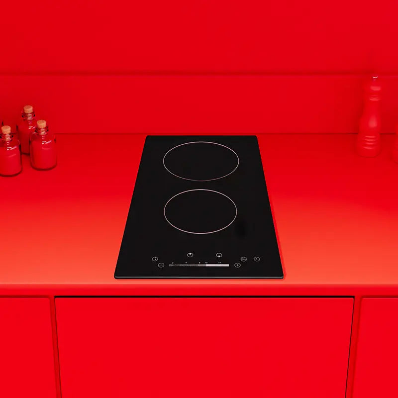 univa 2 viroceramic plates, touch controlled hob, black