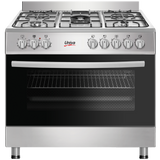 univa 5 burner gas stove with gas oven, ffd cast iron grids, manual ignition, st/st, 900mm