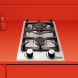 univa 2 burner gas hob, ffd, cast iron grids, wok, st/st